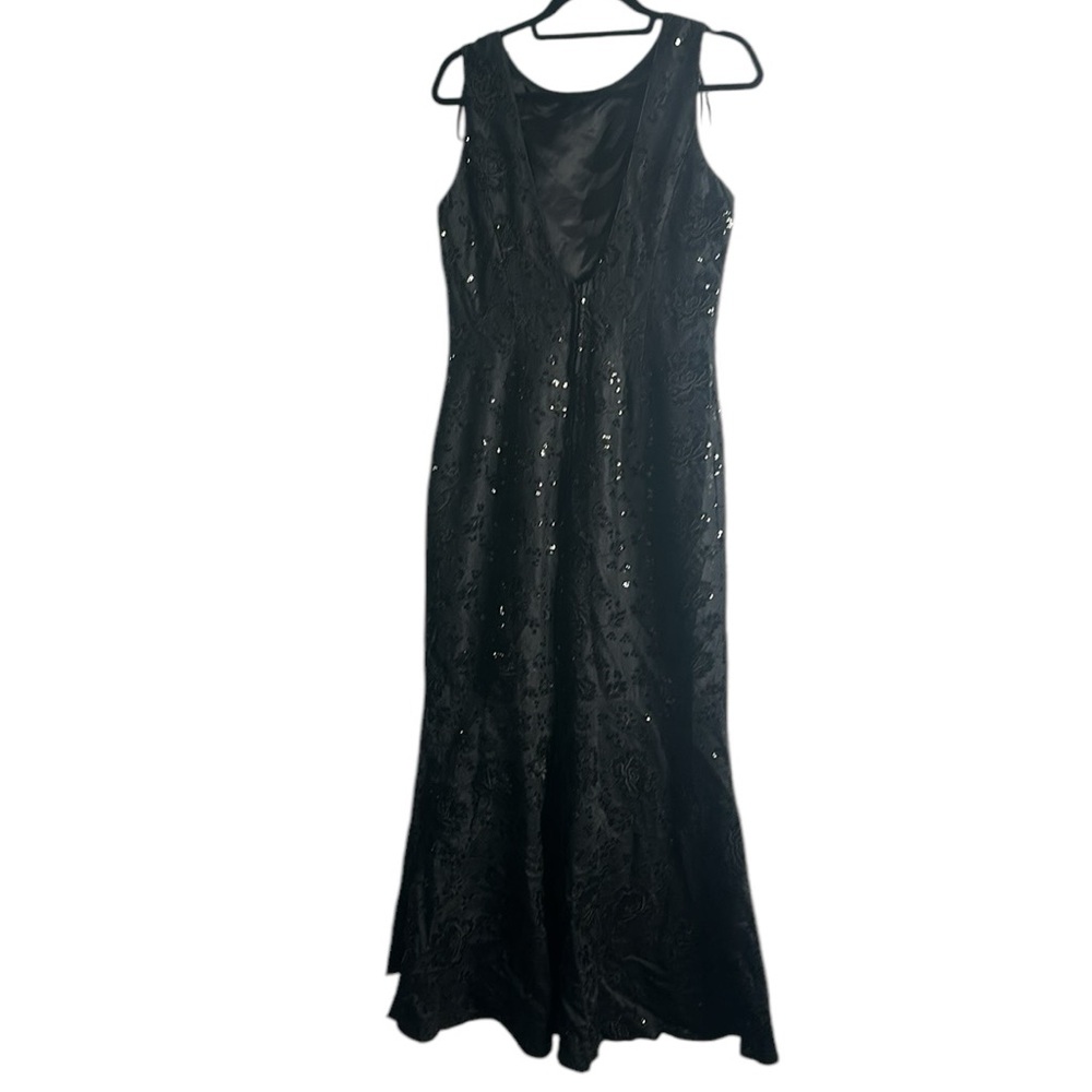 Jessica' Mclimtock vintage black emboridry  sequins maxi dress   S14 whimsigoth